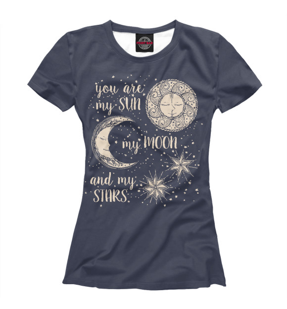 Женская футболка с изображением Солнце Луна цвета Белый