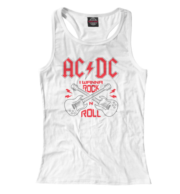 Женская майка-борцовка с изображением AC/DC цвета Белый