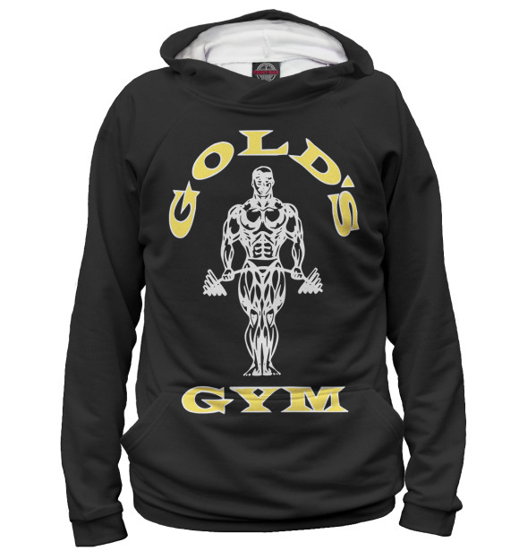 Мужское худи с изображением Gold's Gym цвета Белый