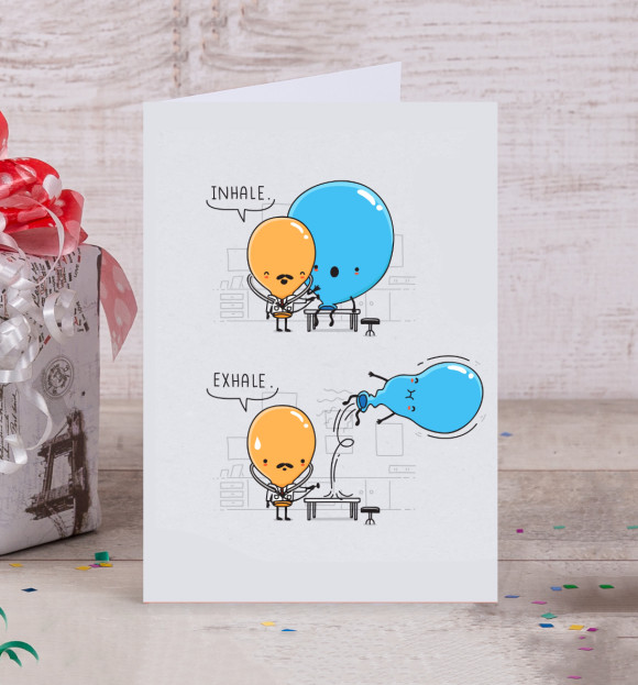 Открытка с изображением Вдох-Выдох цвета Белый