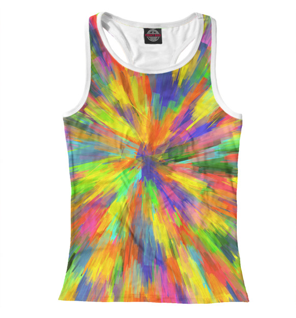 Женская майка-борцовка с изображением Взрывные краски цвета Белый