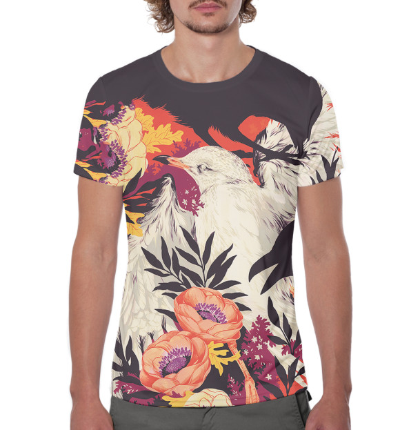 Мужская футболка с изображением Птицы цвета Белый