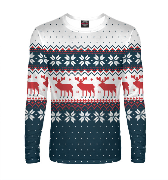 Мужской лонгслив с изображением Red Deers цвета Белый