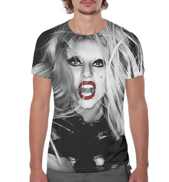 Мужская футболка с изображением Lady Gaga цвета Белый