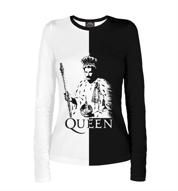 Женский лонгслив с изображением Queen цвета Р‘РµР»С‹Р№