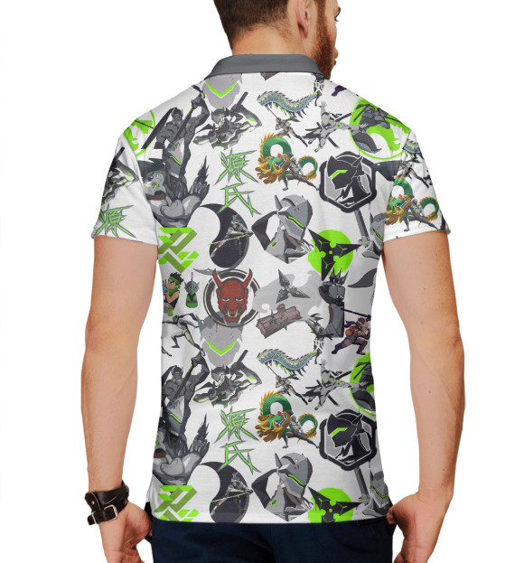 Мужское поло с изображением Genji цвета Белый