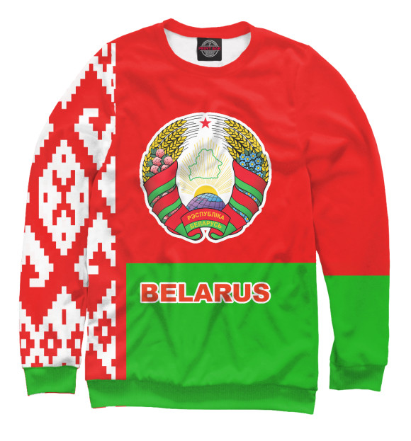 Мужской свитшот с изображением Беларусь цвета Белый