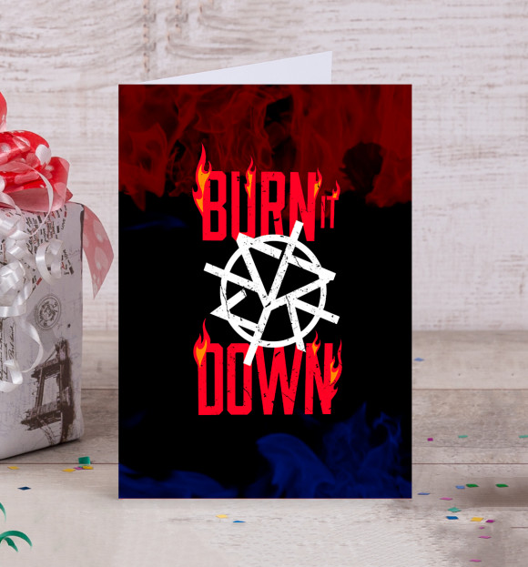 Открытка с изображением Сет Роллинс BURN IT DOWN цвета Белый