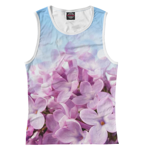 Майка для девочки с притом Сирень цвета Белый Майка для девочки с изображением Сирень цвета Белый