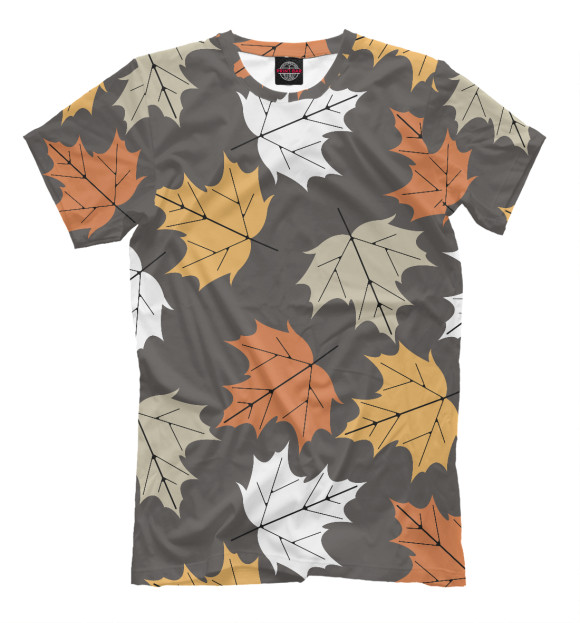 Мужская футболка с изображением Осенние листья цвета Серый