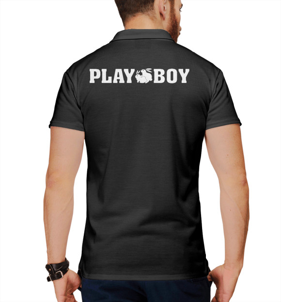 Мужское поло с изображением PlayBoy цвета Белый