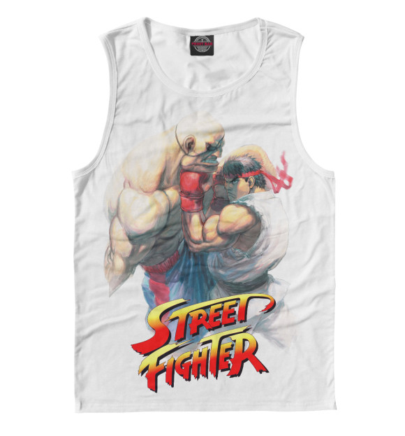 Мужская майка с изображением Srteet Fighter цвета Белый