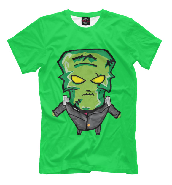 Мужская футболка с изображением Франкенштэйн цвета Зеленый
