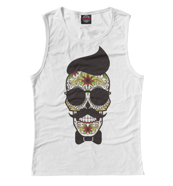 Женская майка с изображением Череп цвета Белый
