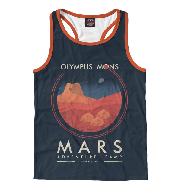 Мужская майка-борцовка с изображением Mars Adventure Camp цвета Белый