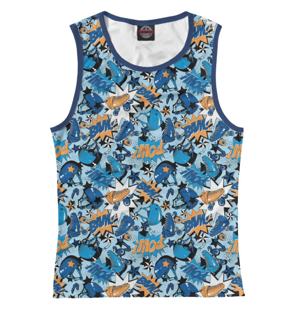 Майка для девочки с изображением Ролики цвета Белый