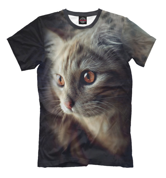 Мужская футболка с изображением Классный кот цвета Молочно-белый