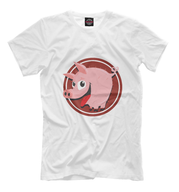 Мужская футболка с изображением Свинка цвета Молочно-белый