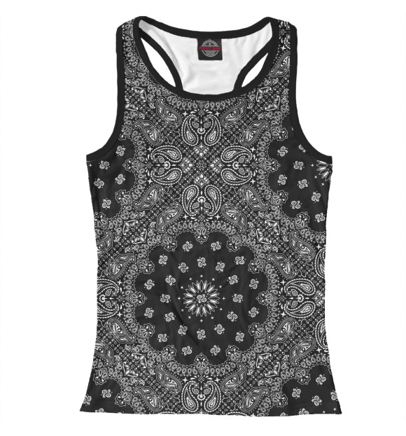 Женская майка-борцовка с изображением Paisley Black цвета Белый