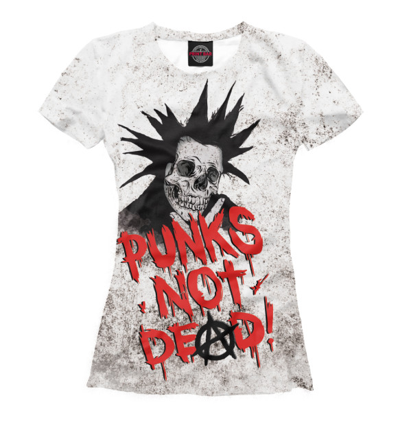 Женская футболка с изображением Punks not Dead! цвета Белый