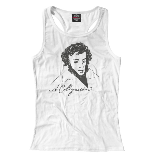 Женская майка-борцовка с изображением А. С. Пушкин цвета Белый