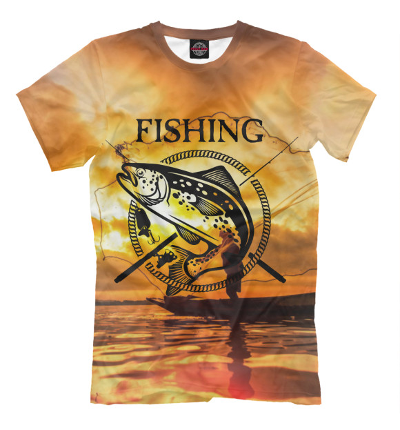 Мужская футболка с изображением Fishing цвета Молочно-белый
