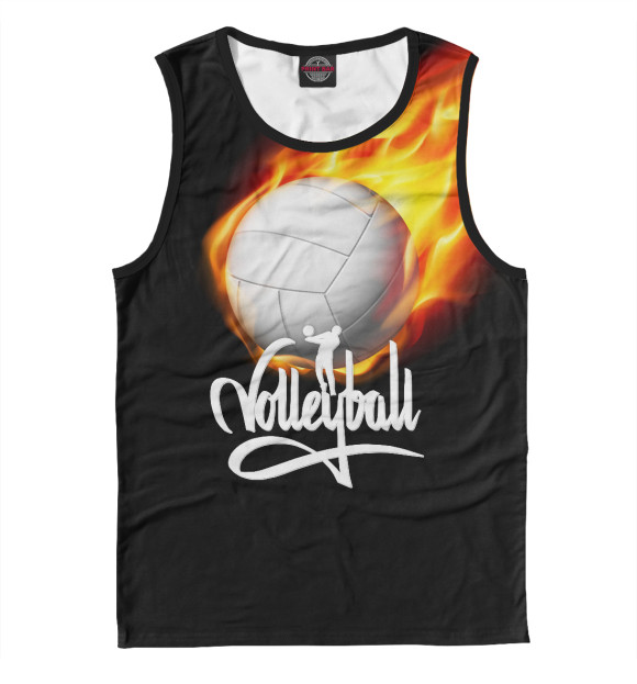 Майка для мальчика с изображением Волейбольный мяч в огне цвета Белый