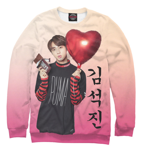Женский свитшот с изображением BTS Jin цвета Белый