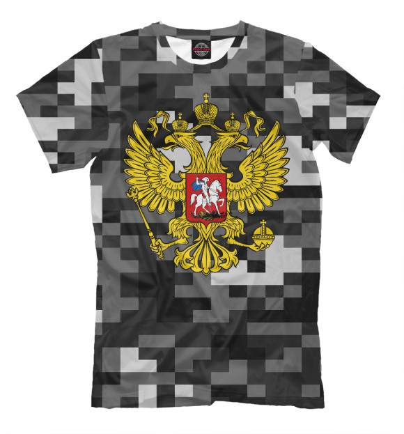 Мужская футболка с притом Россия цвета Молочно-белый Мужская футболка с изображением Россия цвета Молочно-белый