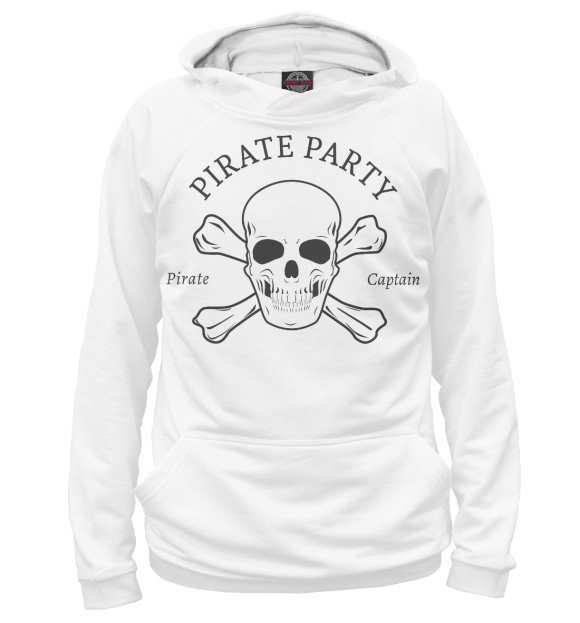 Женское худи с изображением Pirate Party цвета Белый