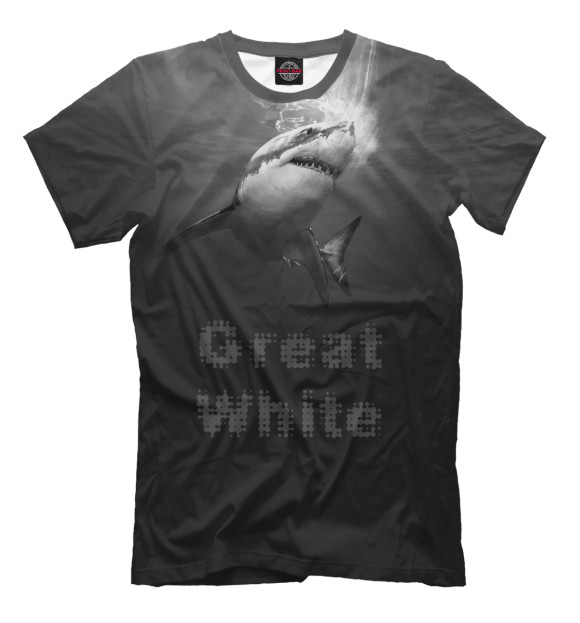 Мужская футболка с изображением Great White цвета Черный