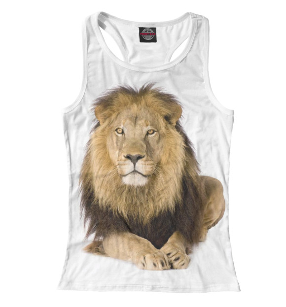 Женская майка-борцовка с изображением Лев цвета Белый