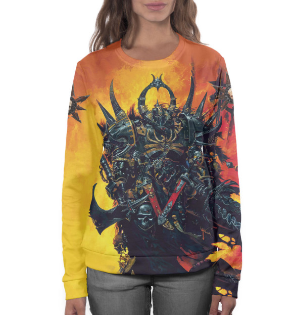 Женский свитшот с изображением Warhammer цвета Белый