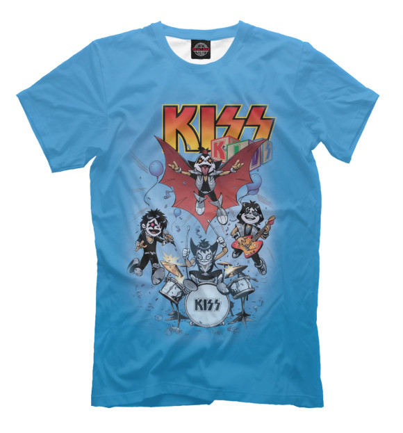 Мужская футболка с изображением Kiss цвета Грязно-голубой