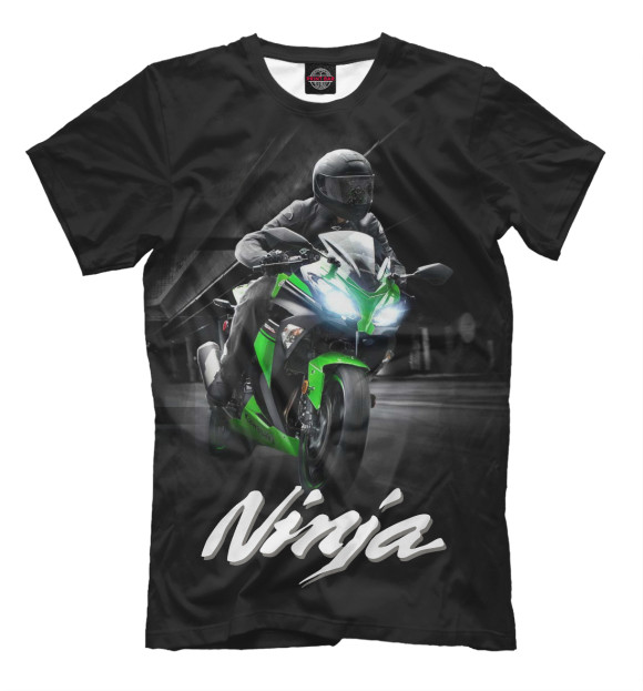 Мужская футболка с изображением Kawasaki Ninja цвета Черный