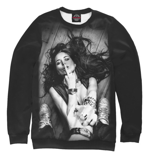 Свитшот для мальчиков с изображением Девушка показывает палец цвета Белый