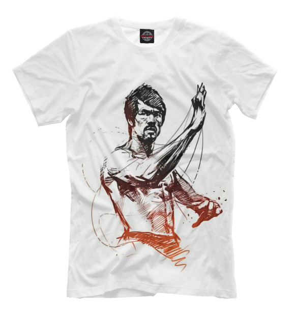 Мужская футболка с изображением Bruce Lee цвета Молочно-белый
