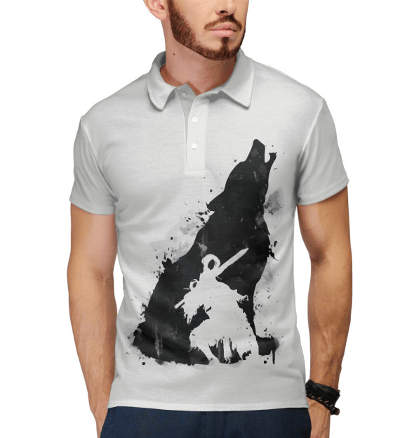 Мужское поло с изображением Artorias and Sif цвета Белый