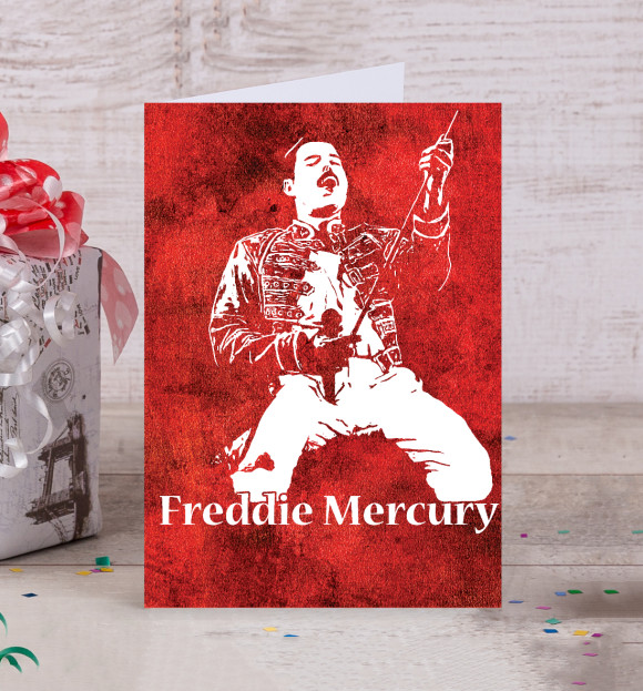 Открытка с изображением Freddie Mercury цвета Белый