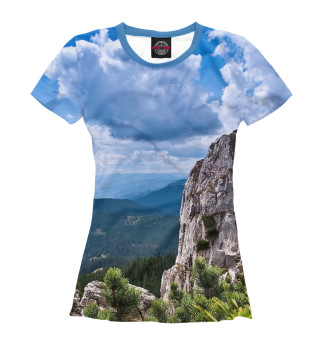 Женская футболка скалы и небо