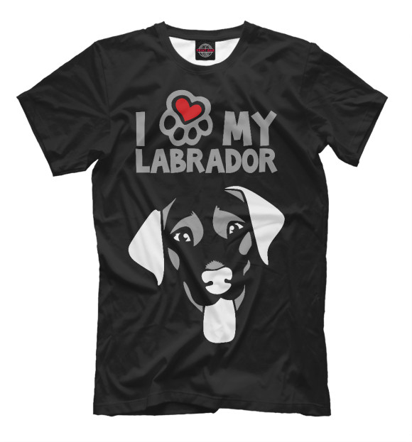 Мужская футболка с изображением Я люблю моего лабрадора цвета Черный