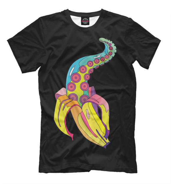 Футболка для мальчиков с изображением Щупальце банан цвета Черный