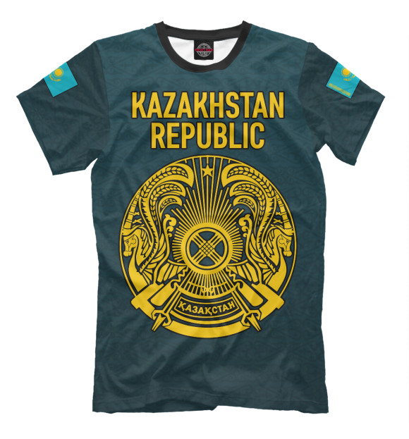 Мужская футболка с изображением Kazakhstan Republic цвета Белый
