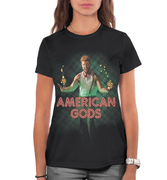 Женская футболка с изображением Американские боги цвета Белый