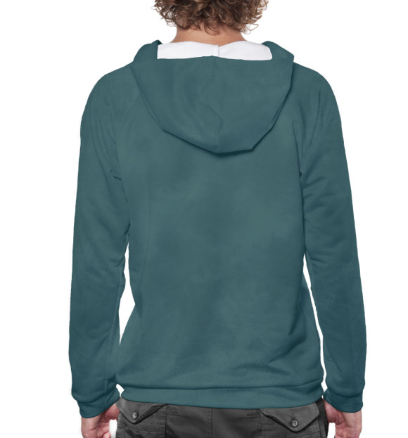 Мужское худи с изображением Рыбалка цвета Белый