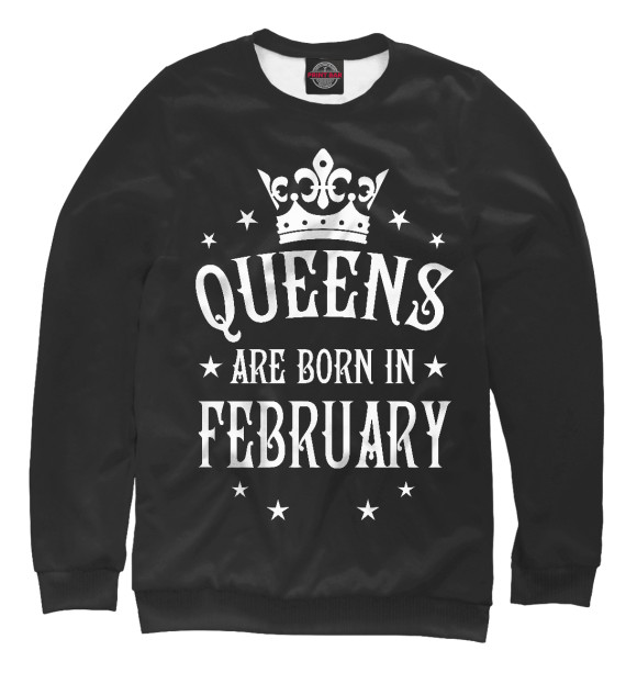 Мужской свитшот с изображением Королевы рождаются в феврале цвета Белый