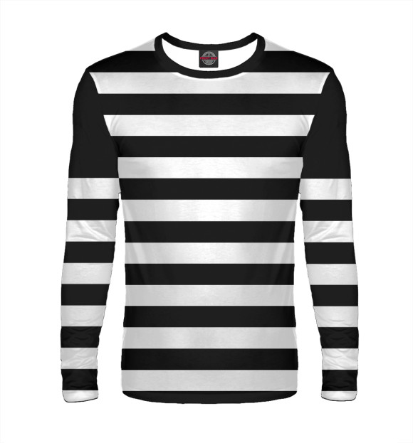 Мужской лонгслив с изображением Черное и белое, полоса цвета Белый