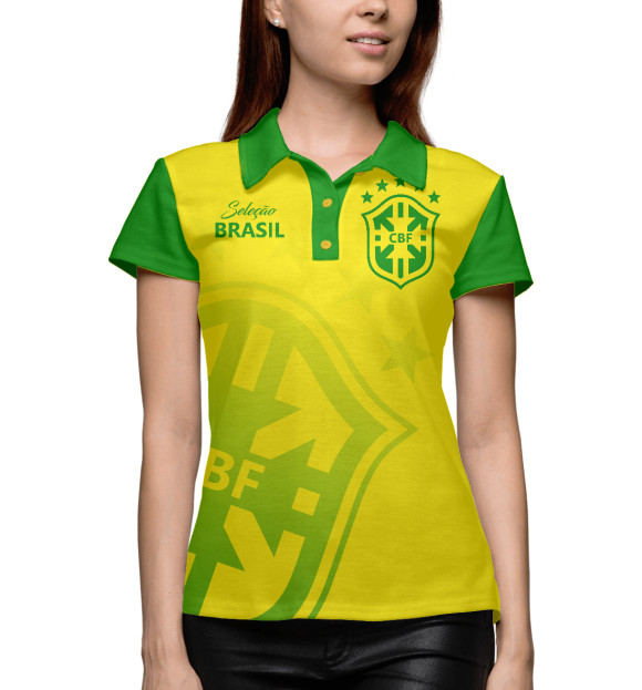 Женское поло с изображением Бразилия цвета Белый