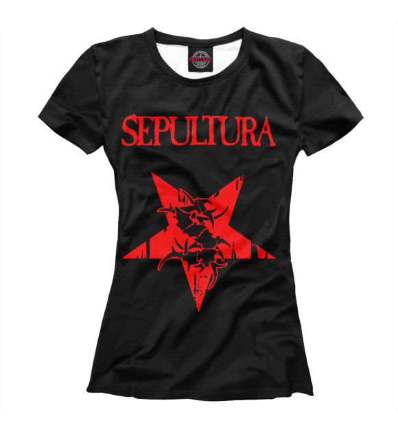 Футболка для девочек с изображением Sepultura цвета Белый