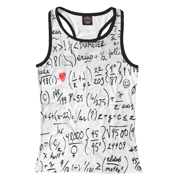Женская майка-борцовка с изображением Математические Формулы цвета Белый